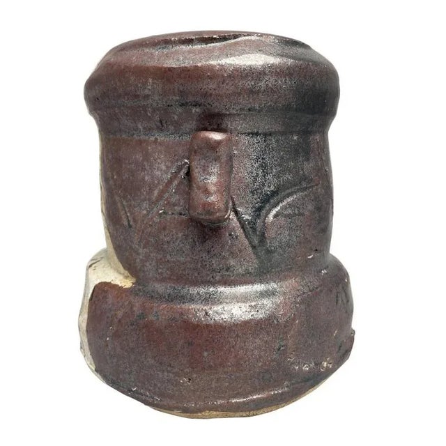 Japanese Japanese Ceramic Oribe Tea Ceremony Mizusashi Water Vessel For Sale - Image 3 of 6
