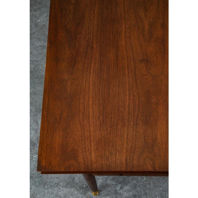 1960s Mid Century Modern Desk Office Executive Walnut Cane Back 4 Drawers File MCM 60s For Sale - Image 9 of 12