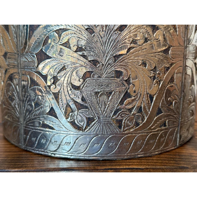 Early 21st Century Late 20th Century Silver Metal Covered Wooden Planter For Sale - Image 5 of 8