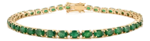 5.41ct Oval Cut Natural Zambian Emerald Sleek Tennis Bracelet in 14k Yellow Gold