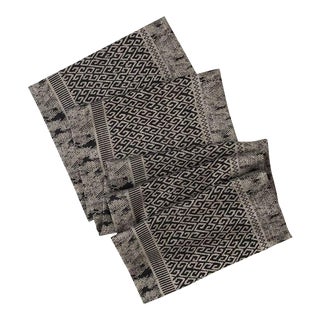 Ruba Linen & Viscose Gray Patterned Table Runner For Sale