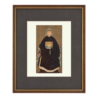 1972 Italian Chinese Qing Court Lady Silk Portrait, Folio 6, Framed For Sale