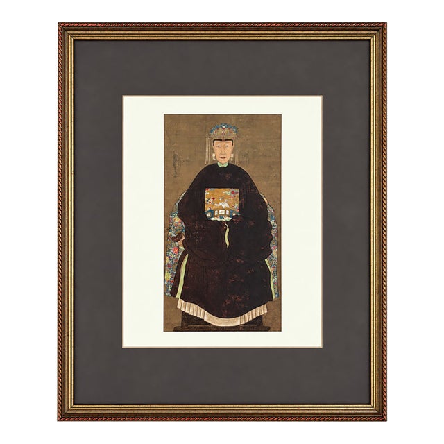 1972 Italian Chinese Qing Court Lady Silk Portrait, Folio 6, Framed For Sale