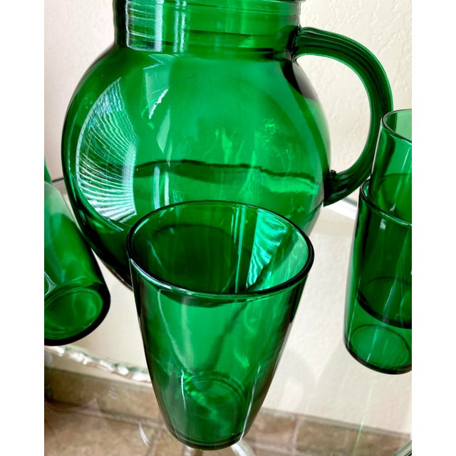 Mid 20th-Century Anchor Hocking Roly-Poly Forest Green Beverage Set- 7-Pieces For Sale - Image 11 of 13