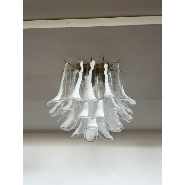 Murano Ceiling Lamp with 32 Lattimo and Clear Glass Petals, 1990s For Sale - Image 16 of 16