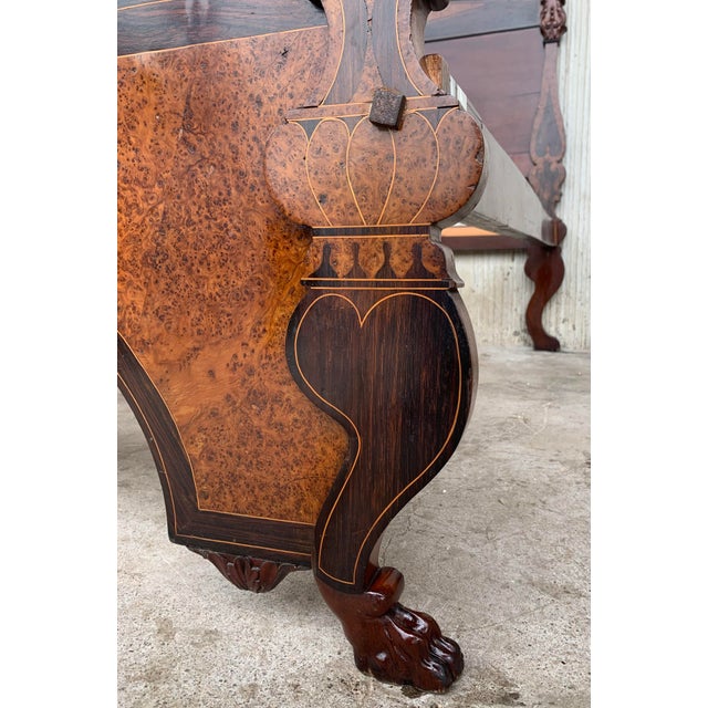 Antique Italian Victorian Carved Walnut Highback Full Bedframe For Sale - Image 11 of 13