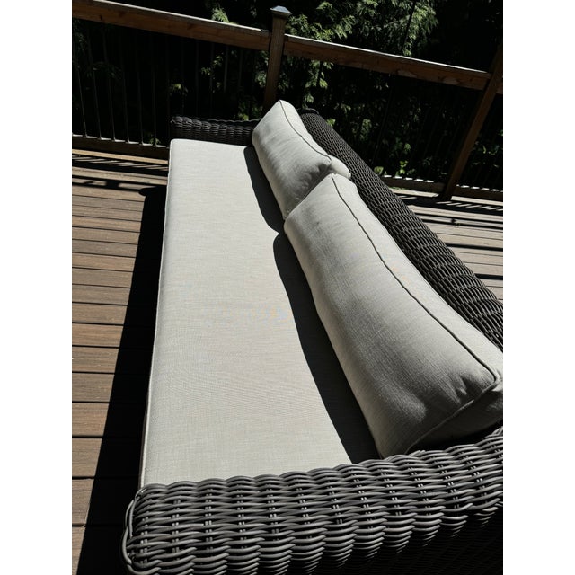 2020s Rh Provence Outdoor Sofa, 112” Luxe Depth, Terra Wicker, Perennials Sand For Sale - Image 5 of 5
