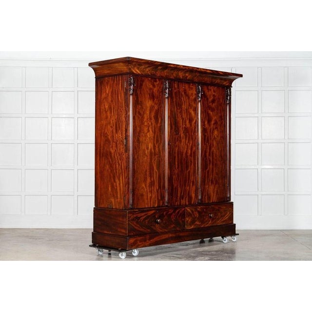 Large English Carved Mahogany Linen Press, 1870s For Sale - Image 3 of 18