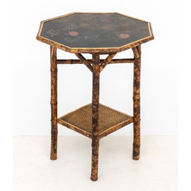 Chinoiserie Chinoiserie Lacquered Bamboo Lamp Table For Sale - Image 3 of 8