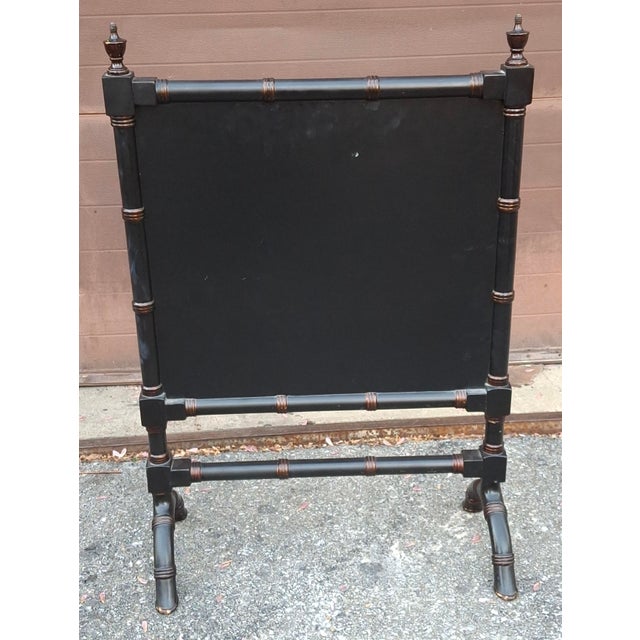 Paint Chinese Black Painted Faux Bamboo and Gold Florals Fireplace Screen For Sale - Image 7 of 8