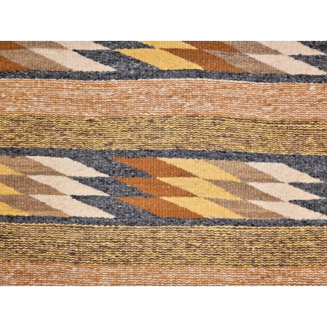 Square Size Vintage Native American Navajo Rug. Wool & Cotton, Eye Dazzler Pattern, 4x4 For Sale - Image 15 of 17