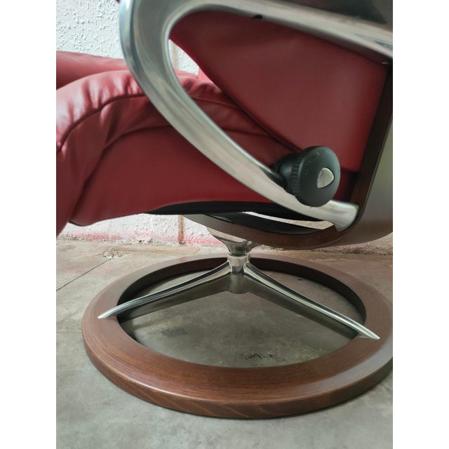 Animal Skin Set of Scandinavian Armchair and Ottoman from Ekornes, 1990s For Sale - Image 7 of 13