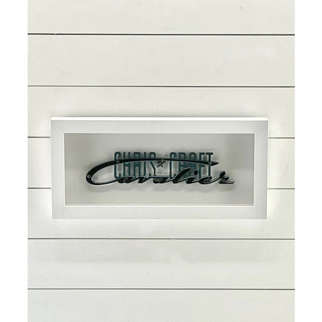 American Vintage Chris Craft Chrome Boat Logo - Framed Coastal Look For Sale - Image 3 of 3