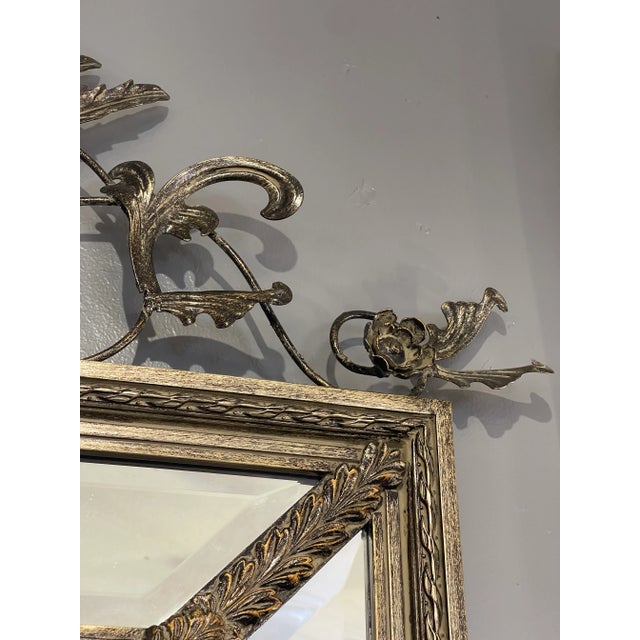 Silver 1980s Uttermost Brushed Metal Neoclassical Monumental Mirror For Sale - Image 8 of 8