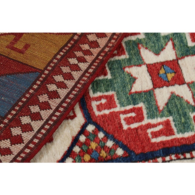 Red Vintage Turkish Tribal Runner in Red With Colorful Medallions | Rug & Kilim For Sale - Image 8 of 8