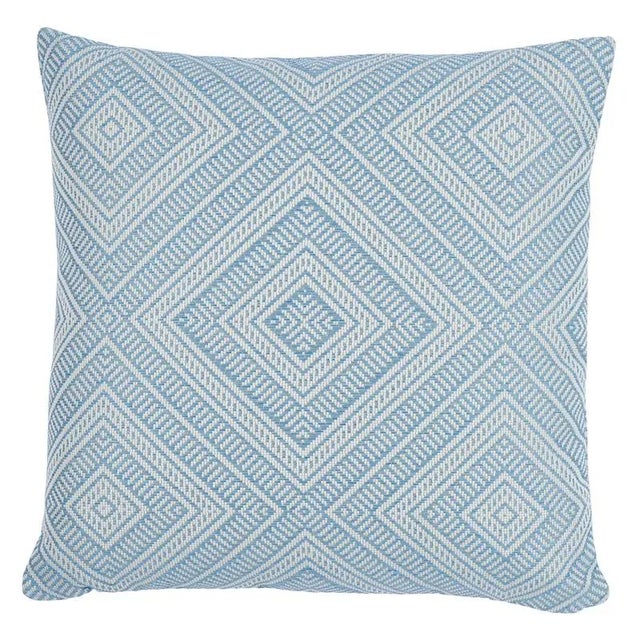 Tribal Schumacher Tortola Indoor & Outdoor 22" Pillow in Sky For Sale - Image 3 of 3