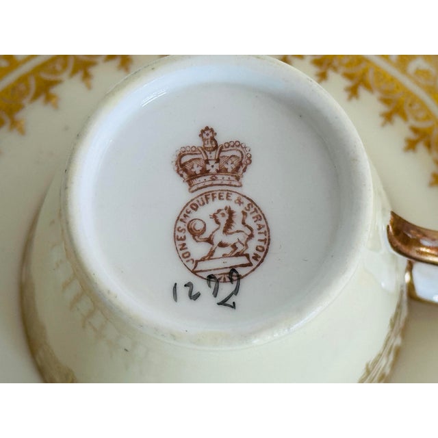 Vintage 1920s Jones McDuffee & Stratton Demitasse Cup & Saucers, a Pair For Sale - Image 9 of 10