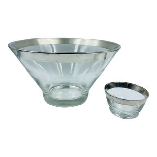 Vintage Dorothy Thorpe Silver Rim Chip and Dip Set- 2 Pieces For Sale