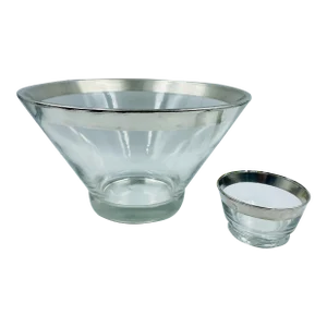 Vintage Dorothy Thorpe Silver Rim Chip and Dip Set- 2 Pieces