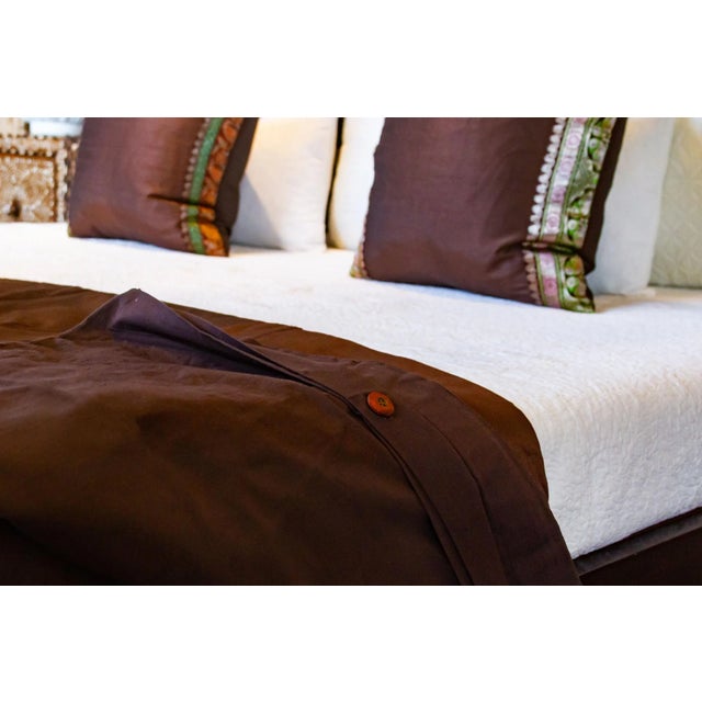 Umber Silk Blend Duvet Cover For Sale - Image 4 of 6
