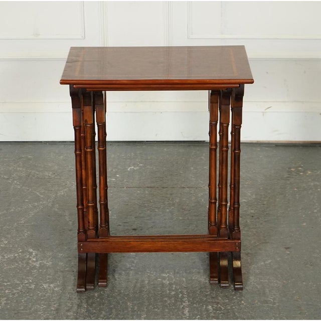 Wood Vintage Sheraton Revival Burr Walnut Nest of Tables, Set of 3 For Sale - Image 7 of 10