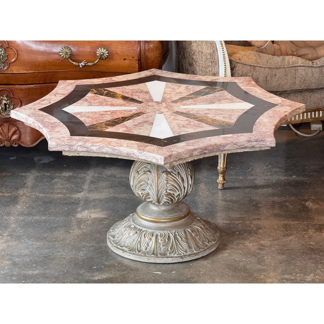 Traditional Early 20th Century Octagon Low Table With Marble Top For Sale - Image 3 of 9