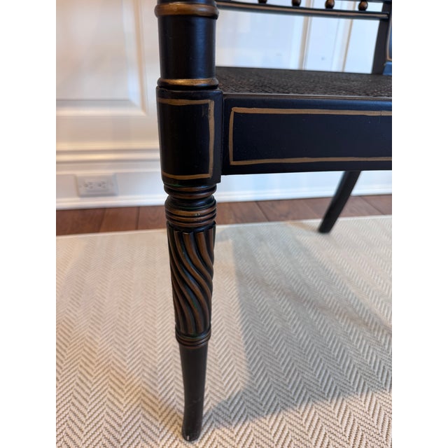 Mid 20th Century Neoclassical Black Painted Armchair With Cane Seat For Sale - Image 12 of 16
