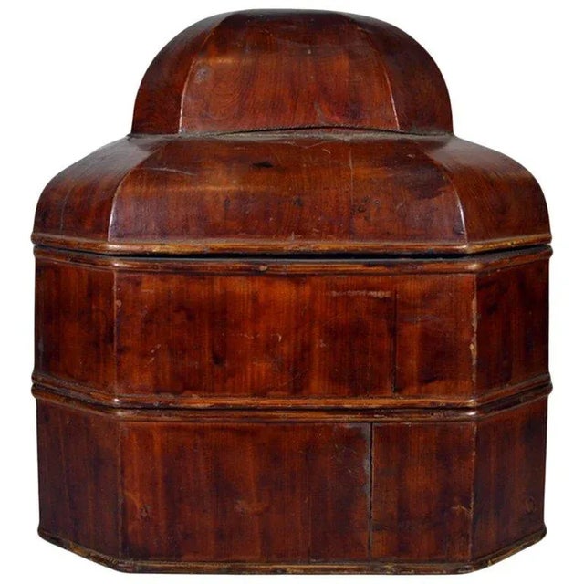 Wood Antique Chinese Handmade Red Varnished Bamboo Stacked Box From the 19th Century For Sale - Image 7 of 7