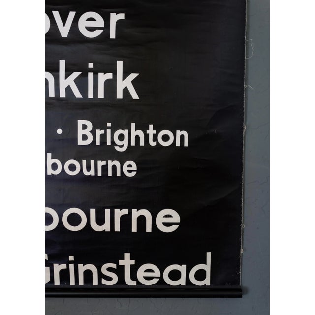 Black Mid Century Uk British Bus Transit Sign on Linen | Coventry Brighton Derby For Sale - Image 8 of 8