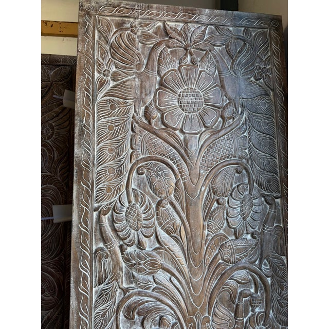 Mid-Century Modern Vintage Tree of Life Carved Wood Panel – Rustic Barn Door Wall Art & Wellness Statement84x36 For Sale - Image 3 of 5