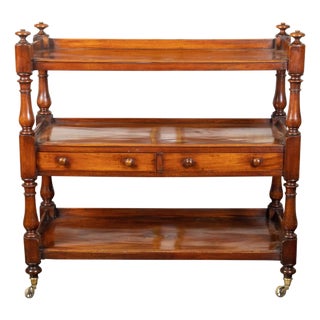 English 1820s Mahogany Trolley on Casters with Open Shelves and Two Drawers For Sale