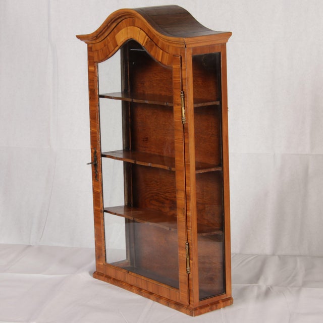 Small Antique Baroque Hanging Display Cabinet in Walnut, 1800 For Sale - Image 9 of 18