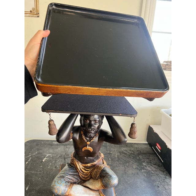 Chinoiserie 20 Th C. Jo Mead Figural Sculptural Polychrome Tray Table Stand For Sale - Image 3 of 12