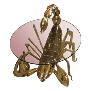 Illuminated Brass Scorpion Coffee Table by Jacques Duval-Brasseur, 1970s For Sale