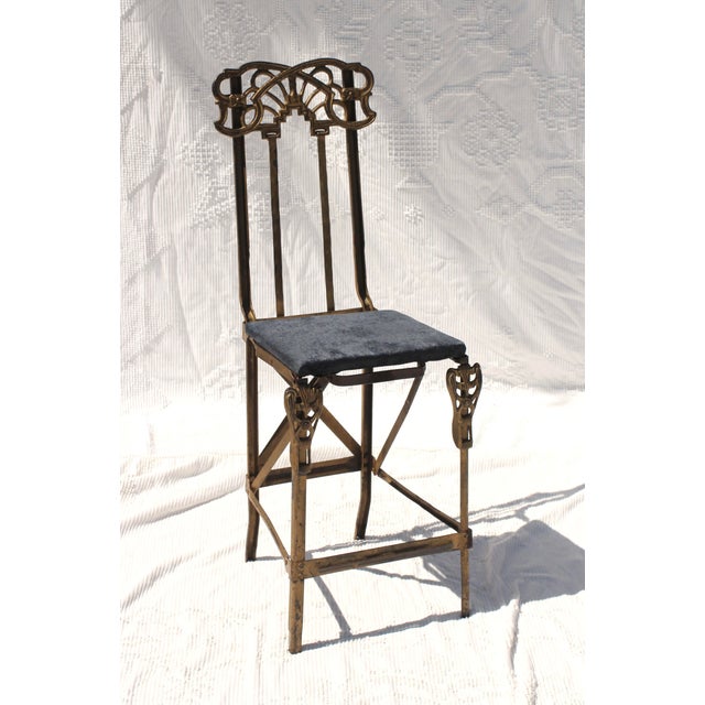 Early 20th Century Antique Art Nouveau Cast Iron Folding Dance Hall Chair For Sale - Image 9 of 10