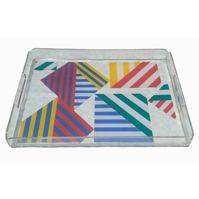 Vintage Lucite Postmodern Memphis Tray With Handles For Sale - Image 10 of 11