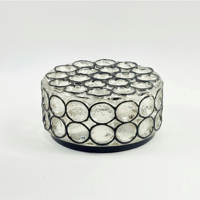Glass 1970s Mid-Century Modern Glass Flush Mount/Ceiling Light From Limburg, Germany, 1970s For Sale - Image 7 of 9