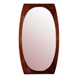 Mid-Century Italian Classic Oval Walnut Mirror, 1960s For Sale
