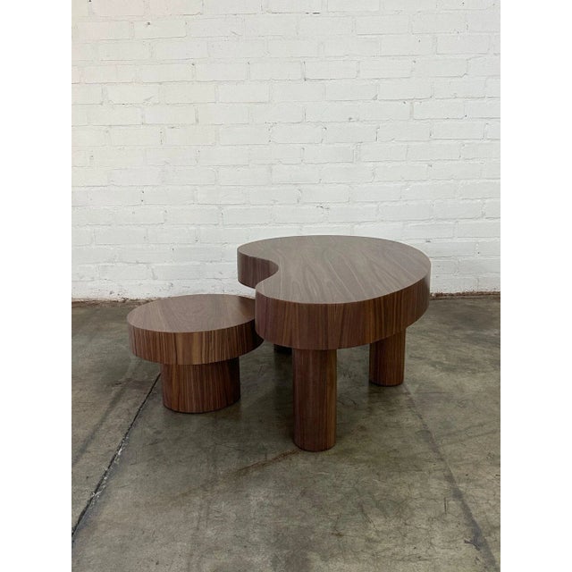 Small Kidney Two Tiered Coffee Table Set- Walnut For Sale - Image 4 of 11