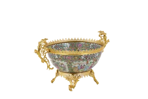 Cup in Canton Porcelain and Gilt Bronze, 1880s