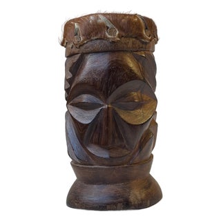 Vintage African Dual Face Drum Bust, 1980s For Sale