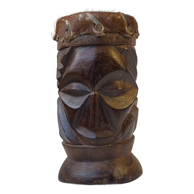 Vintage African Dual Face Drum Bust, 1980s For Sale
