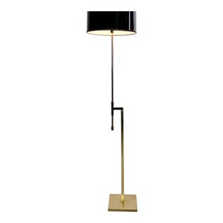 1970s Modern Adjustable Brass-Tone Floor Lamp by Laurel For Sale