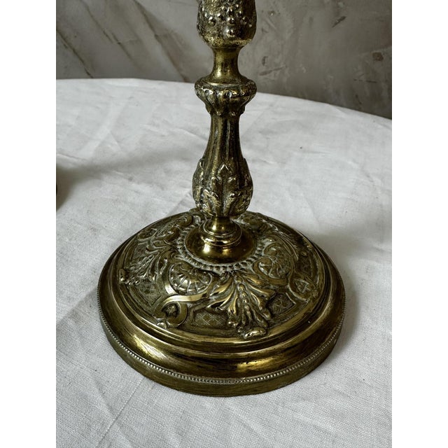 Gilt Brass Candlesticks, 1920s, Set of 2 For Sale - Image 9 of 11