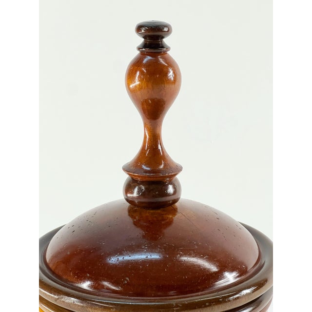 Large Vintage Hand Turnrd Solid Wood Tobacco Urn For Sale - Image 4 of 10