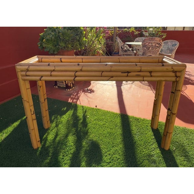 1960s Vintage Bamboo Console Table from Vivai Del Sud, Italy, 1970s For Sale - Image 5 of 10