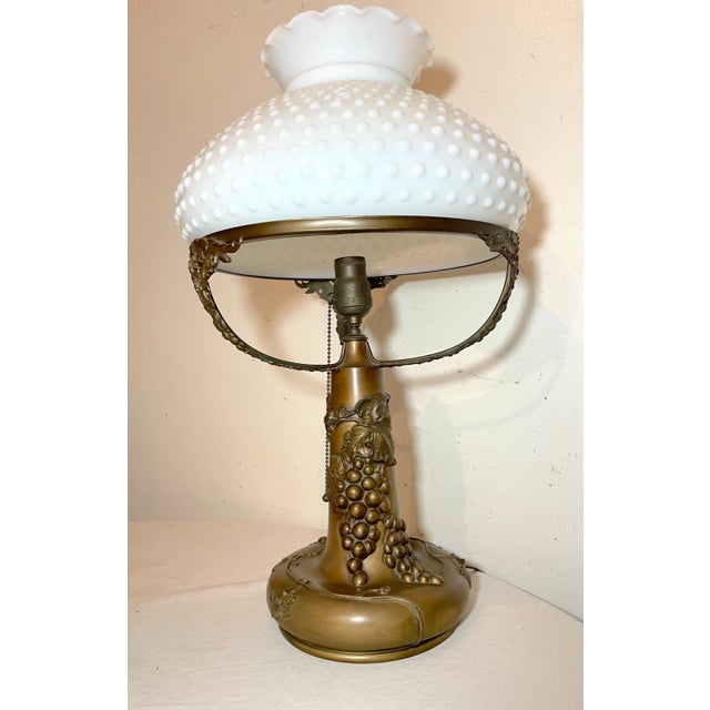 Large Antique Bronze Patinated Grape Pairpoint Electric Oil Style Table Lamp For Sale - Image 9 of 15