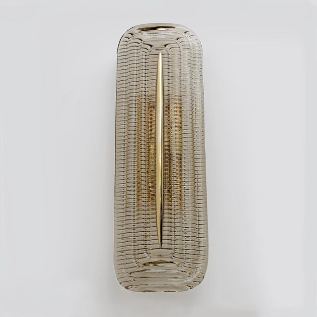 2000 - 2009 Large Modern Italian Murano Glass and Brass Sconces, 2000, Set of 2 For Sale - Image 5 of 11