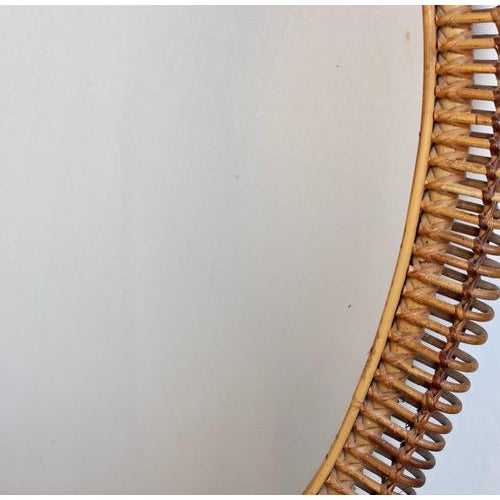 Brown Large Italian Rattan Wall Mirror, 1960s For Sale - Image 8 of 12