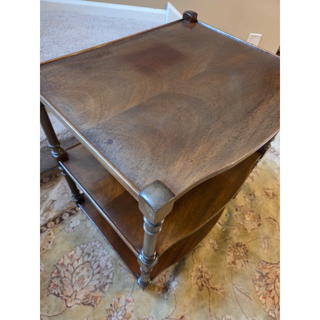 Wood Vintage Three Tier Side Rolling Table For Sale - Image 7 of 12